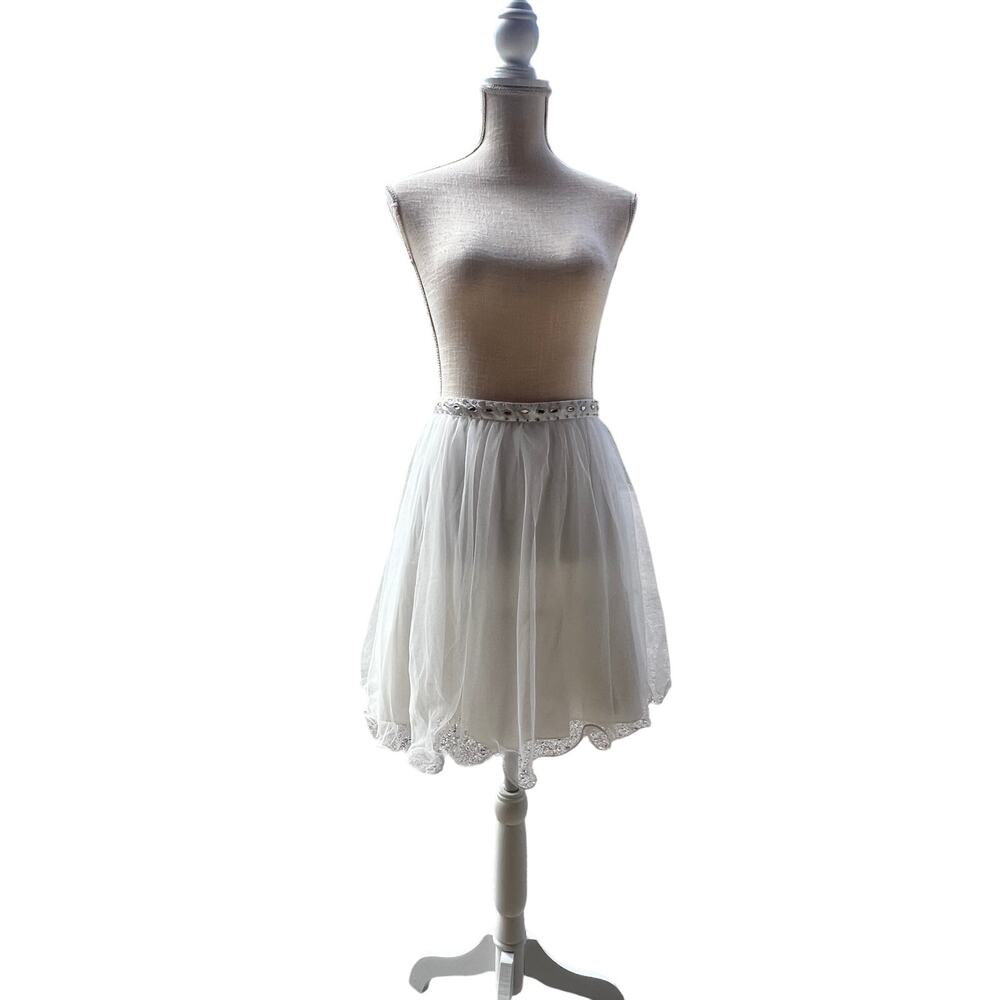 Sequin Hearts White Tulle Skirt Size 13